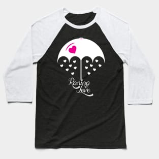 Raining love pink white umbrella Baseball T-Shirt